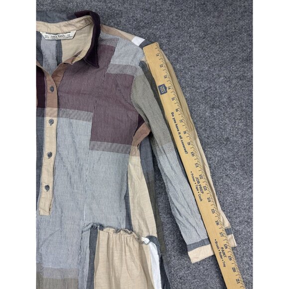 Zara Basic Collection Dress Womens Medium Multi Color Stripe Shirt Midi Collared - Picture 3 of 9
